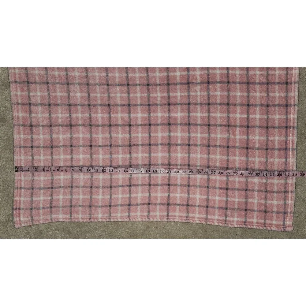 Pink Gray White Plaid Fleece Baby Blanket Lovey RN 36753 Allura